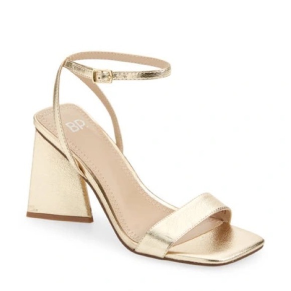 BP Gold Block Heel Sandals - Picture 1 of 15
